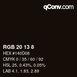 カラーコード: RGB 20 13 8 | qconv.com