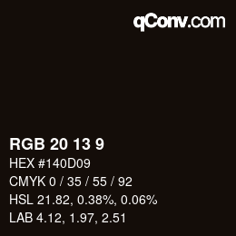 Color code: RGB 20 13 9 | qconv.com