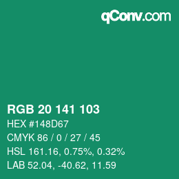 Color code: RGB 20 141 103 | qconv.com