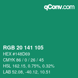 Color code: RGB 20 141 105 | qconv.com