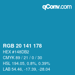 Color code: RGB 20 141 178 | qconv.com