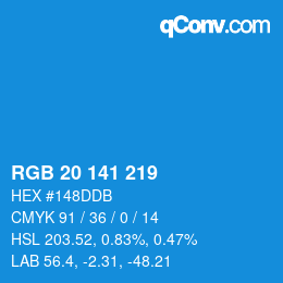 Color code: RGB 20 141 219 | qconv.com