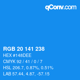カラーコード: RGB 20 141 238 | qconv.com