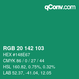 Color code: RGB 20 142 103 | qconv.com