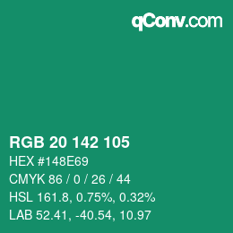 Color code: RGB 20 142 105 | qconv.com
