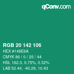 Color code: RGB 20 142 106 | qconv.com