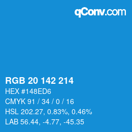 Color code: RGB 20 142 214 | qconv.com