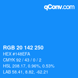 Color code: RGB 20 142 250 | qconv.com