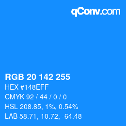Color code: RGB 20 142 255 | qconv.com