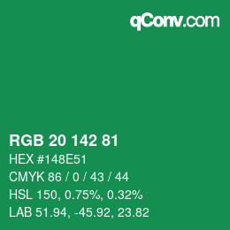 Color code: RGB 20 142 81 | qconv.com