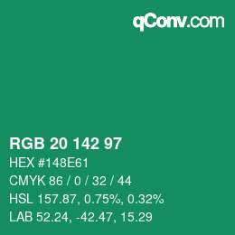 Color code: RGB 20 142 97 | qconv.com