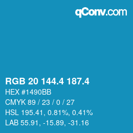 カラーコード: RGB 20 144.4 187.4 | qconv.com