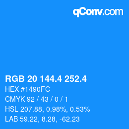 カラーコード: RGB 20 144.4 252.4 | qconv.com