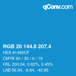 カラーコード: RGB 20 144.8 207.4 | qconv.com