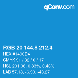 カラーコード: RGB 20 144.8 212.4 | qconv.com