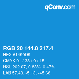 カラーコード: RGB 20 144.8 217.4 | qconv.com