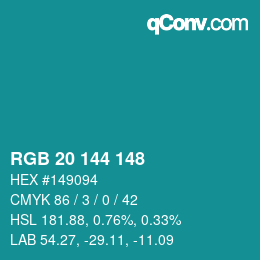 Código de color: RGB 20 144 148 | qconv.com