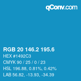 カラーコード: RGB 20 146.2 195.6 | qconv.com