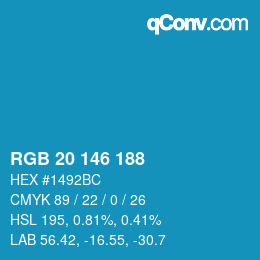 Color code: RGB 20 146 188 | qconv.com
