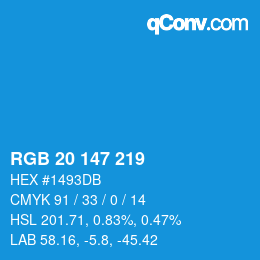 Color code: RGB 20 147 219 | qconv.com