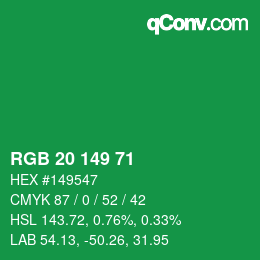 Color code: RGB 20 149 71 | qconv.com