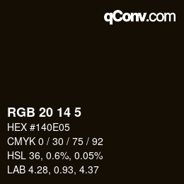 カラーコード: RGB 20 14 5 | qconv.com