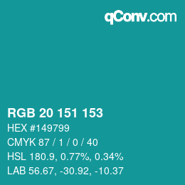 Color code: RGB 20 151 153 | qconv.com