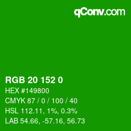 Color code: RGB 20 152 0 | qconv.com