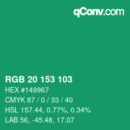 Color code: RGB 20 153 103 | qconv.com