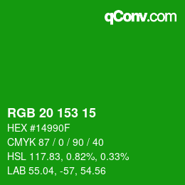 Color code: RGB 20 153 15 | qconv.com