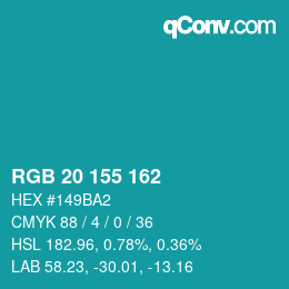 Color code: RGB 20 155 162 | qconv.com
