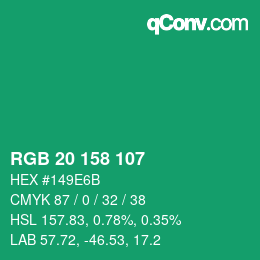 Color code: RGB 20 158 107 | qconv.com