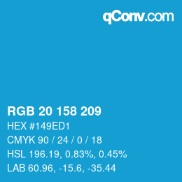 カラーコード: RGB 20 158 209 | qconv.com