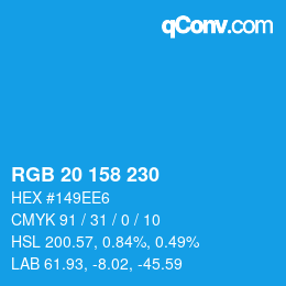 Color code: RGB 20 158 230 | qconv.com