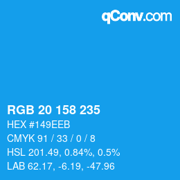 颜色代码: RGB 20 158 235 | qconv.com