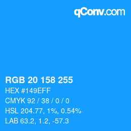 Color code: RGB 20 158 255 | qconv.com