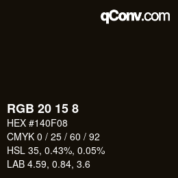 Color code: RGB 20 15 8 | qconv.com