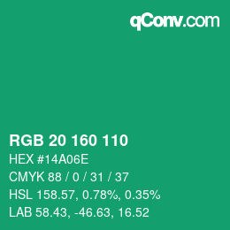 Color code: RGB 20 160 110 | qconv.com