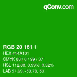 Color code: RGB 20 161 1 | qconv.com