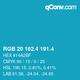 カラーコード: RGB 20 162.4 191.4 | qconv.com