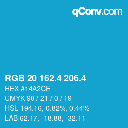 カラーコード: RGB 20 162.4 206.4 | qconv.com