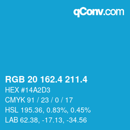 カラーコード: RGB 20 162.4 211.4 | qconv.com