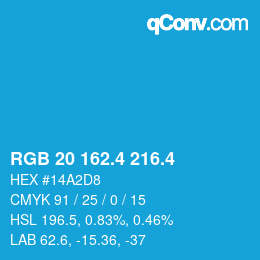 カラーコード: RGB 20 162.4 216.4 | qconv.com