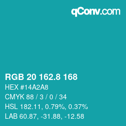 カラーコード: RGB 20 162.8 168 | qconv.com