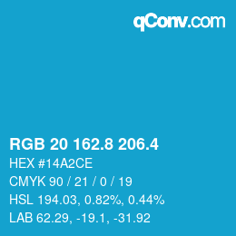 カラーコード: RGB 20 162.8 206.4 | qconv.com