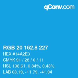 カラーコード: RGB 20 162.8 227 | qconv.com