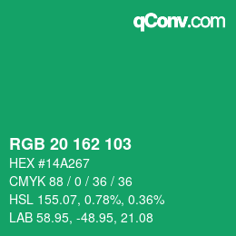 Color code: RGB 20 162 103 | qconv.com