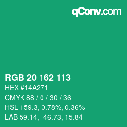 Color code: RGB 20 162 113 | qconv.com