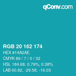 Color code: RGB 20 162 174 | qconv.com