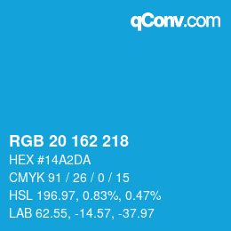 Color code: RGB 20 162 218 | qconv.com
